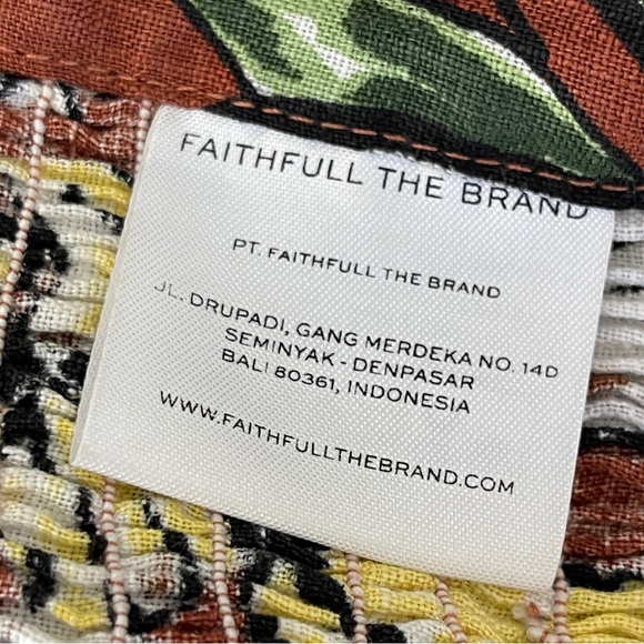 FAITHFULL The Brand Women's Brown Floral Front Knot Crop Top 100% Linen Size 4 - Picture 9 of 10